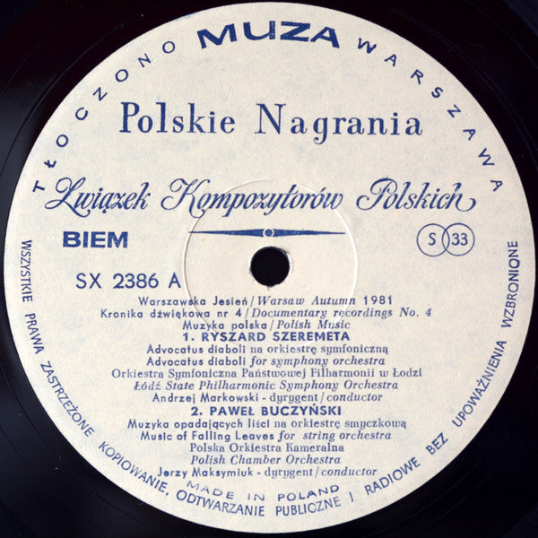 Various ~ Warszawska Jesień / Warsaw Autumn 1981 Kronika Dźwiękowa Nr 4 / Documentary Recordings No.4 Muzyka Polska / Polish Music (Vinyl) - Djungel & Jazz