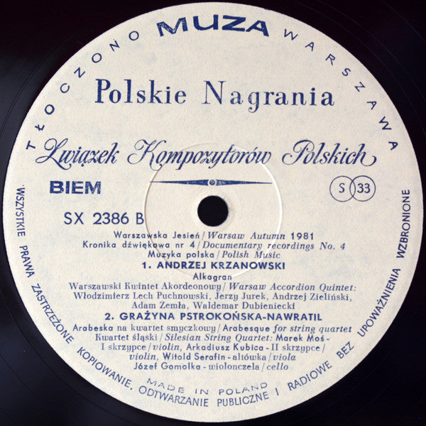 Various ~ Warszawska Jesień / Warsaw Autumn 1981 Kronika Dźwiękowa Nr 4 / Documentary Recordings No.4 Muzyka Polska / Polish Music (Vinyl) - Djungel & Jazz