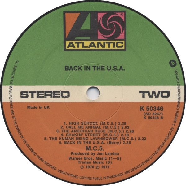 MC5 : Back In The USA (LP, Album, RE)