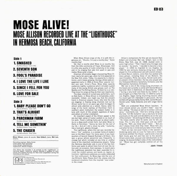 Mose Allison : Mose Alive! (LP, Album, Mono, RE)