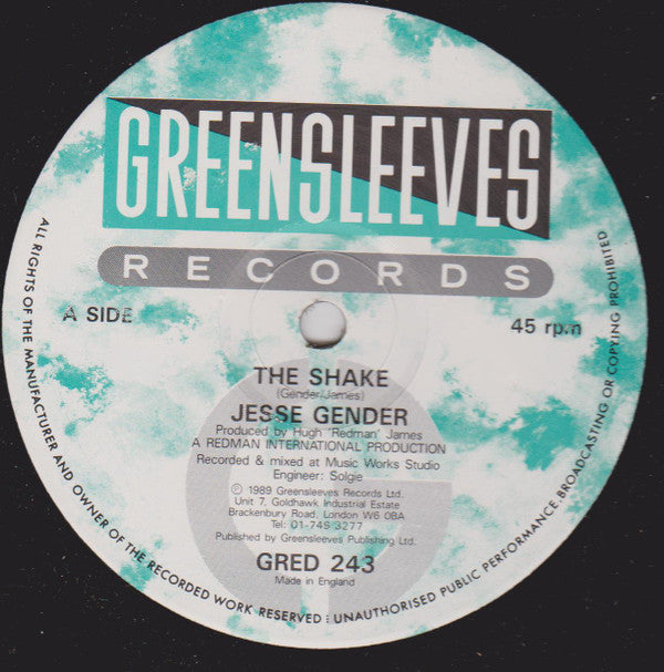 Jesse Gender* / Donovan Champion : The Shake / Why Do Fools Fall In Love (12")