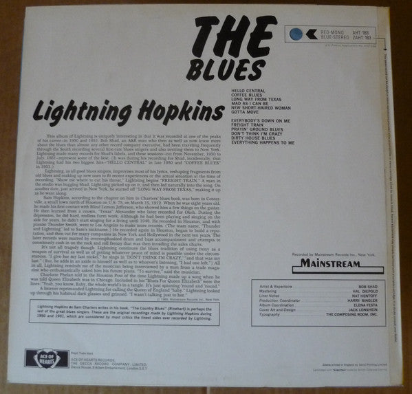 Lightning Hopkins ~ The Blues (Vinyl) - Djungel & Jazz