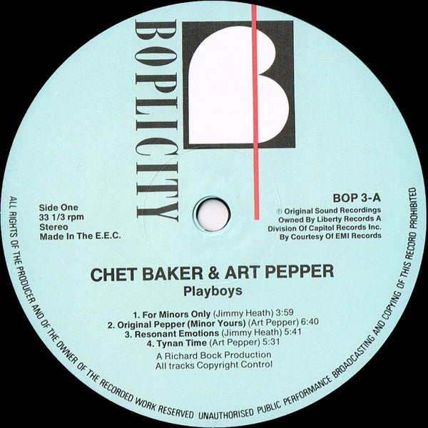 Chet Baker & Art Pepper ~ Playboys (Vinyl) - Djungel & Jazz