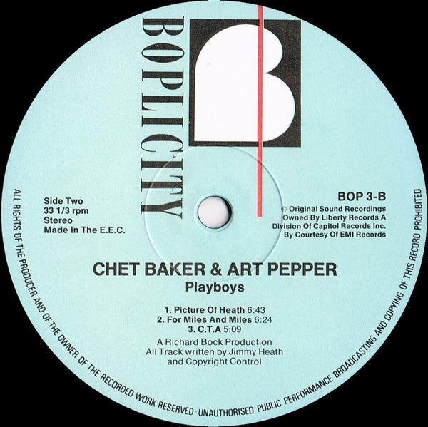 Chet Baker & Art Pepper ~ Playboys (Vinyl) - Djungel & Jazz