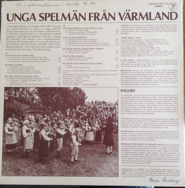 Various ~ Unga Spelmän Från Värmland (Vinyl) - Djungel & Jazz