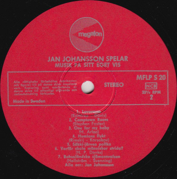 Jan Johansson ~ Jan Johansson Spelar Musik På Sitt Eget Vis (Vinyl) - Djungel & Jazz