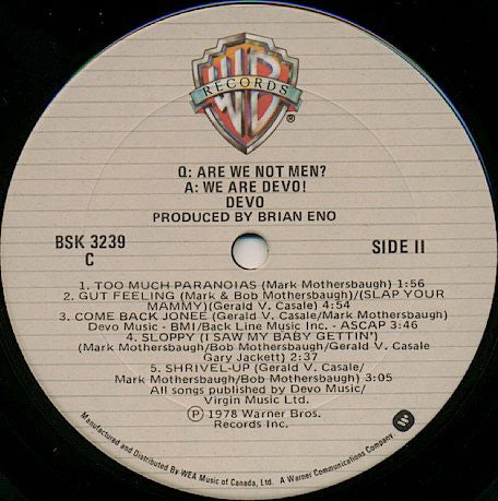 Devo : Q: Are We Not Men? A: We Are Devo! (LP, Album, Don)