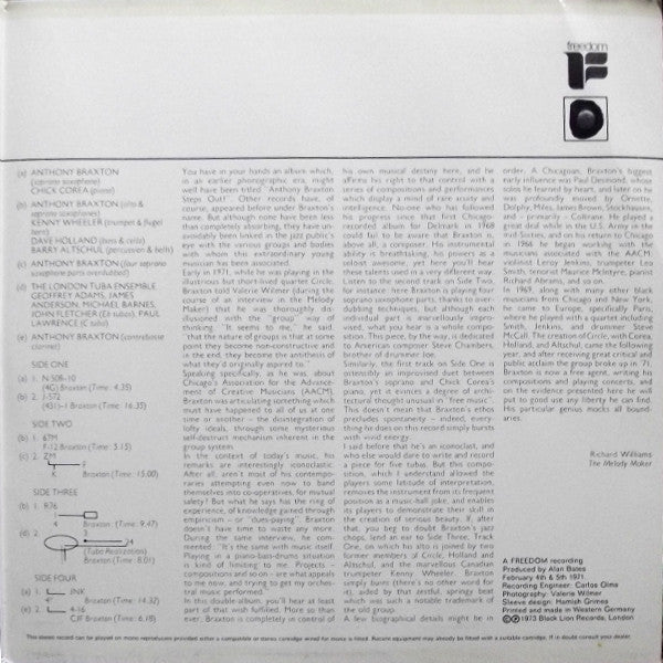Anthony Braxton ~ The Complete Braxton (Vinyl) - Djungel & Jazz