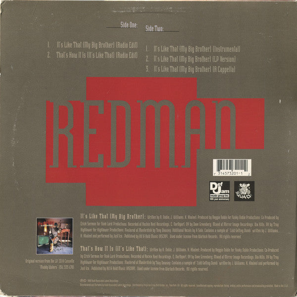 Redman ~ It's Like That (My Big Brother) (Vinyl) - Djungel & Jazz