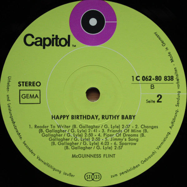 McGuinness Flint ~ Happy Birthday, Ruthy Baby (Vinyl) - Djungel & Jazz