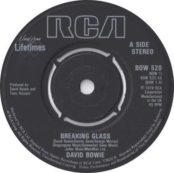 David Bowie : Breaking Glass (7", Single, RE)