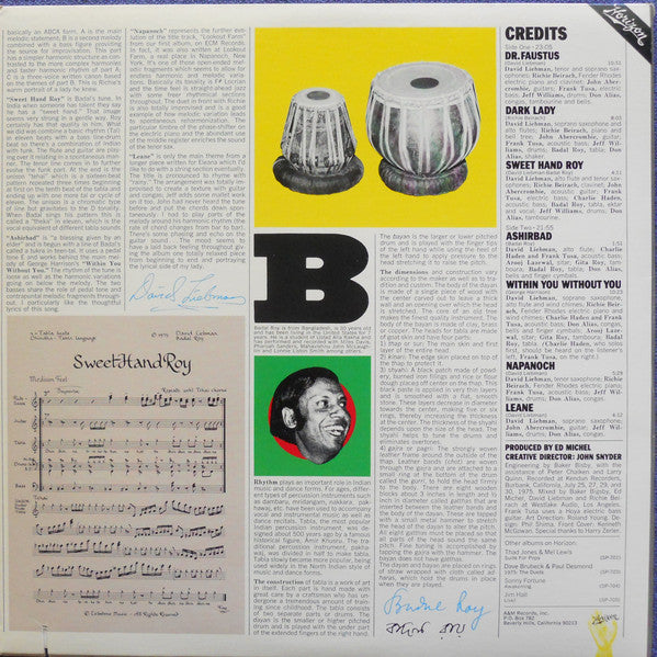 David Liebman : Sweet Hands (LP, Album, Gat)