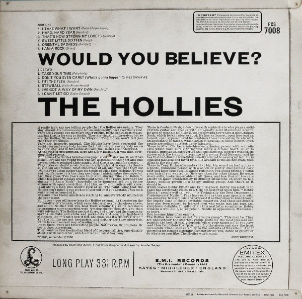 The Hollies : Would You Believe? (LP, Album)