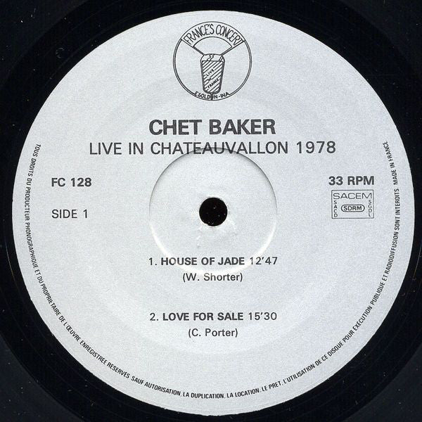 Chet Baker : Live In Chateauvallon, 1978 (LP)