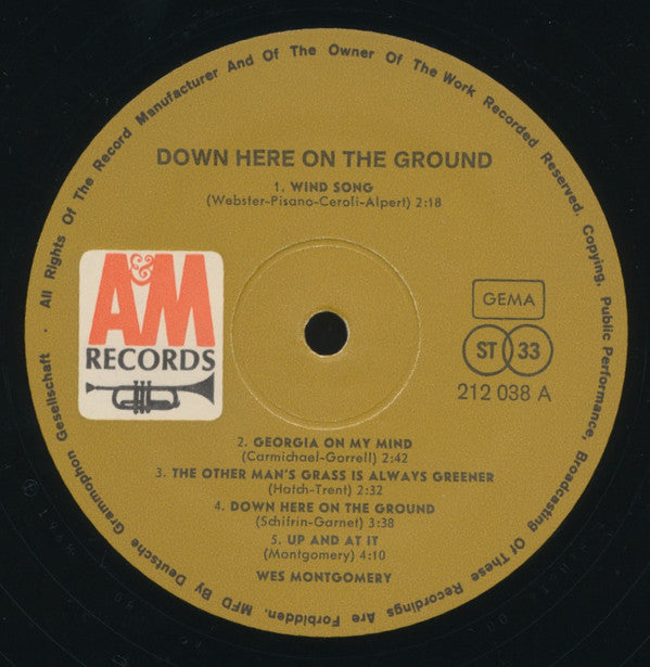 Wes Montgomery ~ Down Here On The Ground (Vinyl) - Djungel & Jazz