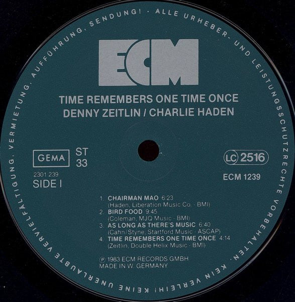 Denny Zeitlin / Charlie Haden ~ Time Remembers One Time Once (Vinyl) - Djungel & Jazz