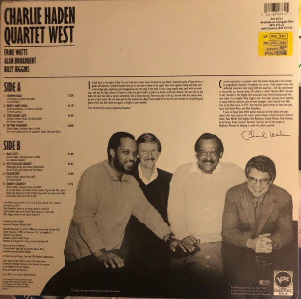 Charlie Haden ~ Quartet West (Vinyl) - Djungel & Jazz