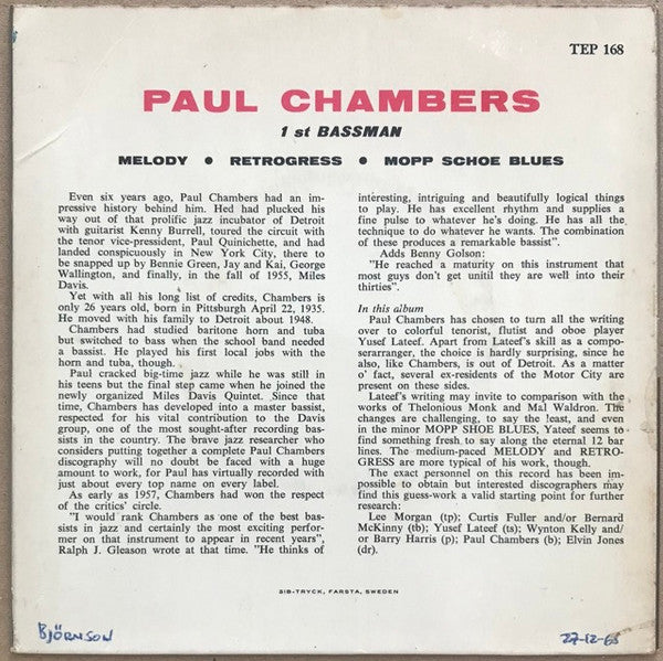 Paul Chambers  ~ 1st Bassman (Vinyl) - Djungel & Jazz