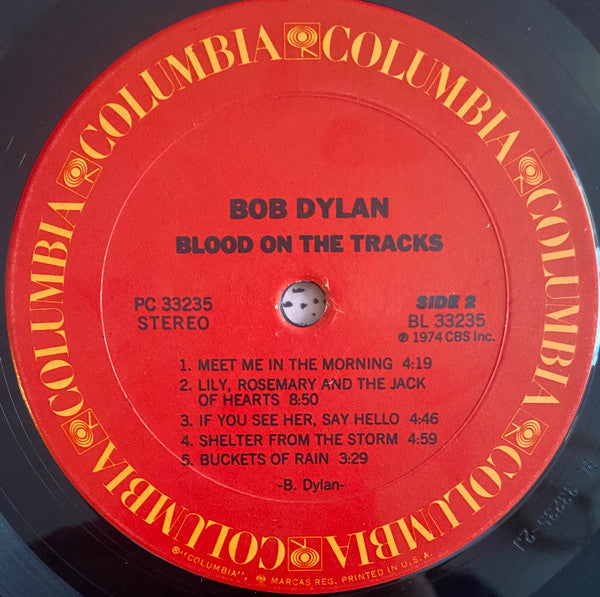 Bob Dylan : Blood On The Tracks (LP, Album, RE, Pit)