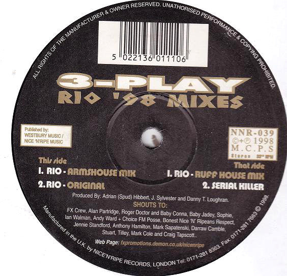 3-Play : Rio '98 Mixes (12")