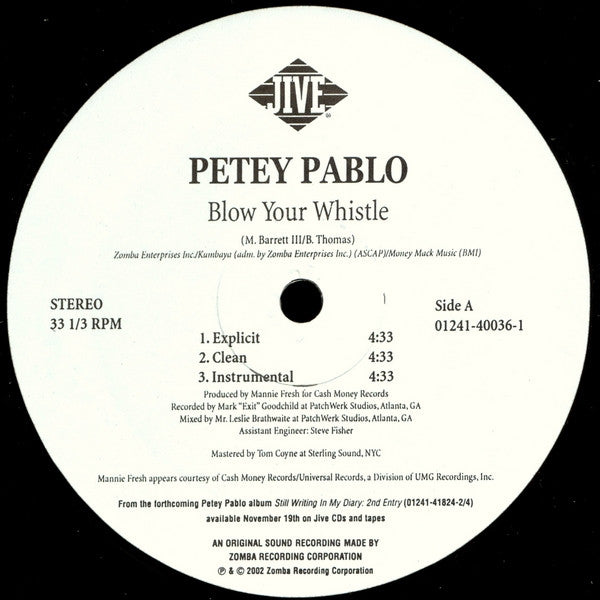 Petey Pablo : Blow Your Whistle (12")