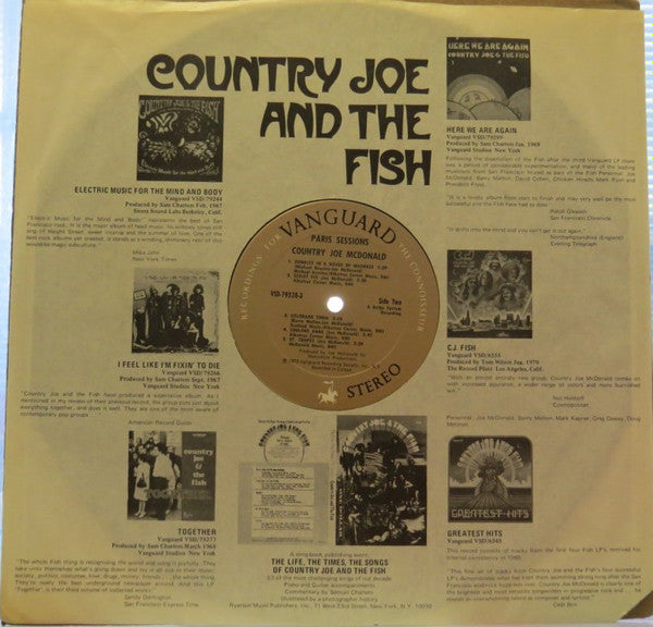 Country Joe McDonald ~ Paris Sessions (Vinyl) - Djungel & Jazz