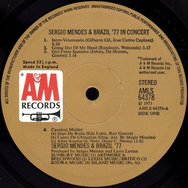 Sergio Mendes & Brasil &#039;77 ~ In Concert (Vinyl) - Djungel & Jazz