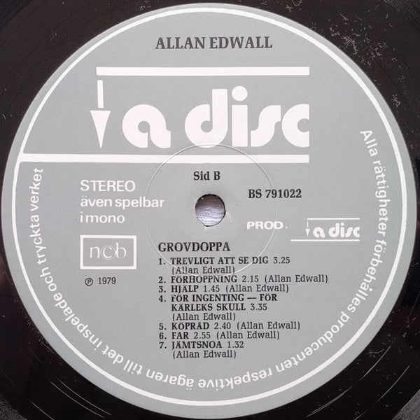 Allan Edwall ~ Grovdoppa (Vinyl) - Djungel & Jazz