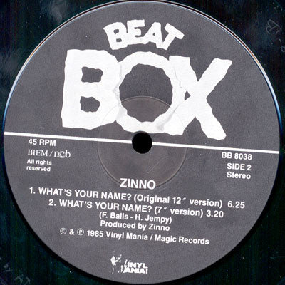 Zinno ~ What's Your Name? (Swedish Remix) (Vinyl) - Djungel & Jazz