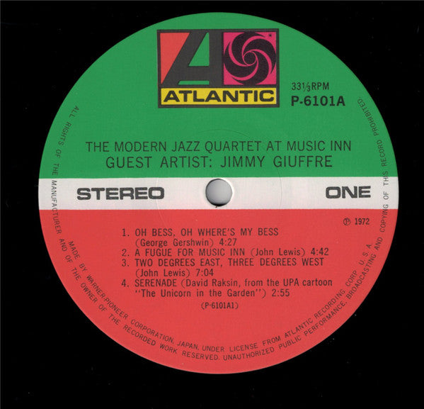 The Modern Jazz Quartet Guest Artist: Jimmy Giuffre ~ The Modern Jazz Quartet At Music Inn (Vinyl) - Djungel & Jazz