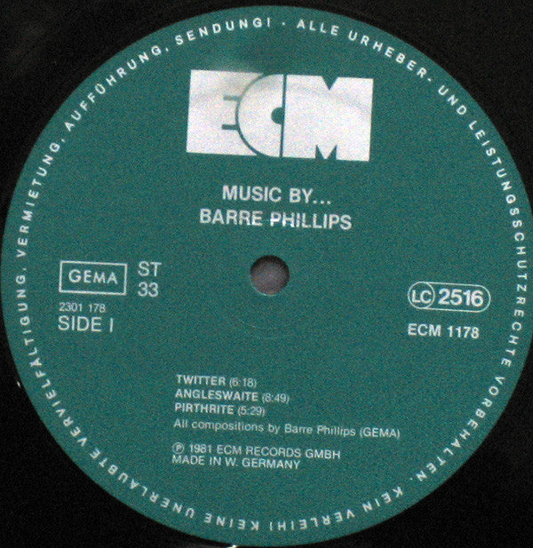 Barre Phillips ~ Music By ... (Vinyl) - Djungel & Jazz