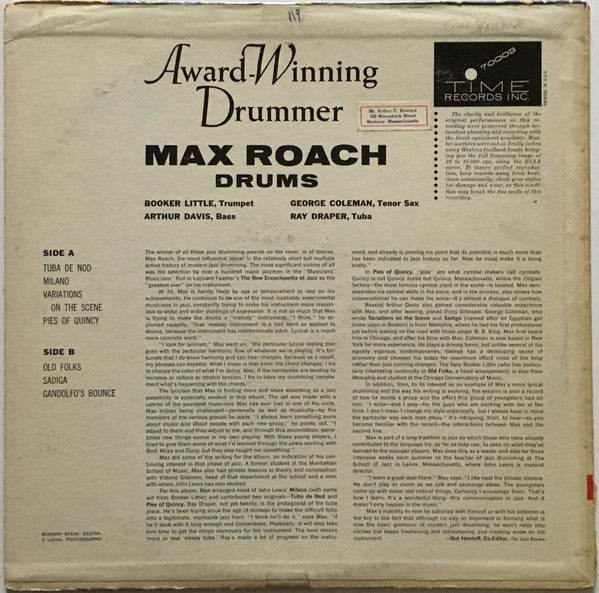 Max Roach ~ Award-Winning Drummer (Vinyl) - Djungel & Jazz