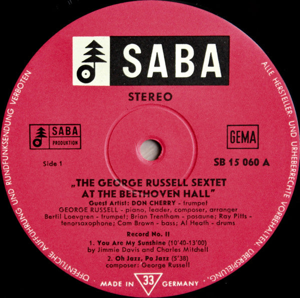 The George Russell Sextet Guest Don Cherry ~ At Beethoven Hall II (Vinyl) - Djungel & Jazz