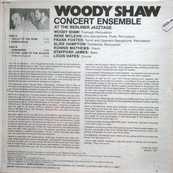 The Woody Shaw Concert Ensemble / Frank Foster, Rene McLean, Slide Hampton, Ronnie Mathews, Stafford James, Louis Hayes ~ At The Berliner Jazztage (Vinyl) - Djungel & Jazz