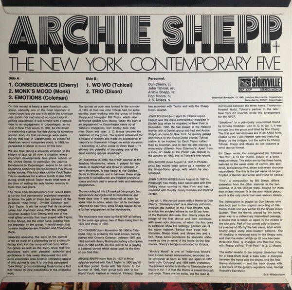 Archie Shepp + The New York Contemporary Five ~ Vol. 2 (Vinyl) - Djungel & Jazz