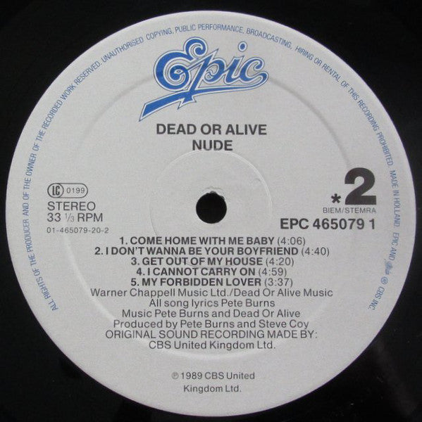 Dead Or Alive : Nude (LP, Album)