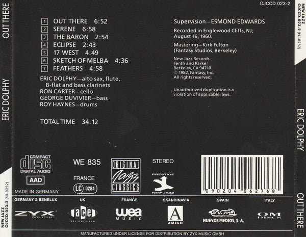 Eric Dolphy ~ Out There (Vinyl) - Djungel & Jazz
