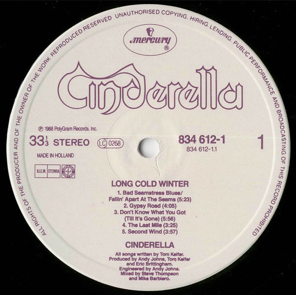 Cinderella  ~ Long Cold Winter (Vinyl) - Djungel & Jazz