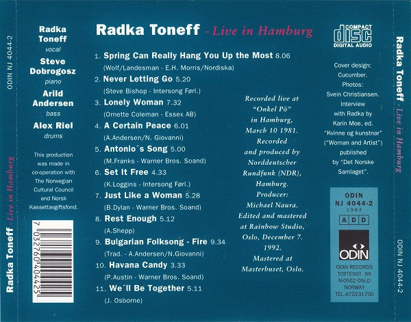 Radka Toneff ~ Live In Hamburg (Vinyl) - Djungel & Jazz