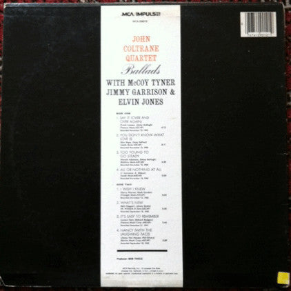 The John Coltrane Quartet : Ballads (LP, Album, RE, Glo)