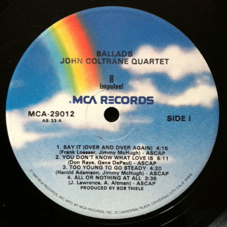 The John Coltrane Quartet : Ballads (LP, Album, RE, Glo)