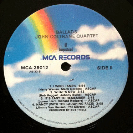 The John Coltrane Quartet : Ballads (LP, Album, RE, Glo)
