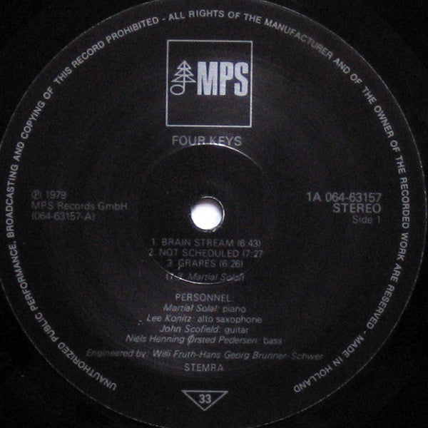 Solal - Konitz - Scofield - Ørsted-Pedersen ~ Four Keys (Vinyl) - Djungel & Jazz