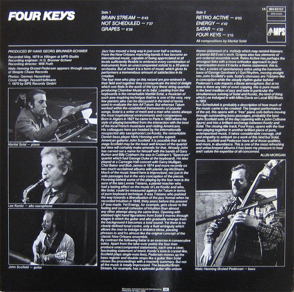Solal - Konitz - Scofield - Ørsted-Pedersen ~ Four Keys (Vinyl) - Djungel & Jazz