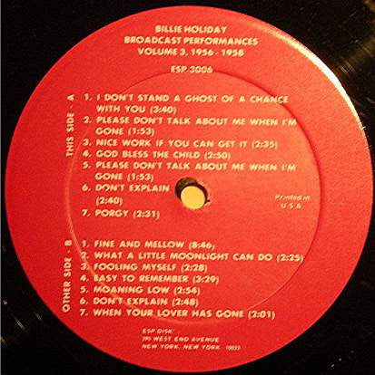 Billie Holiday ~ Broadcast Performances Volume 3 1956 - 1958 (Vinyl) - Djungel & Jazz
