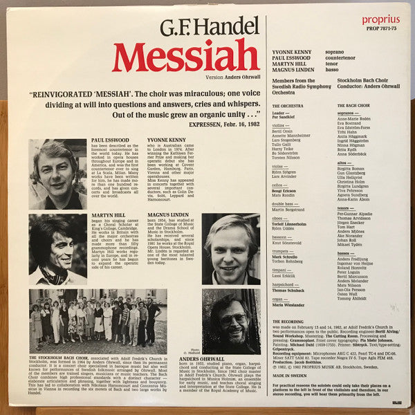 G.F. Händel, Anders Öhrwall, Stockholm Bach Choir, Sveriges Radios Symfoniorkester ~ Messiah - A Live Recording (Vinyl) - Djungel & Jazz