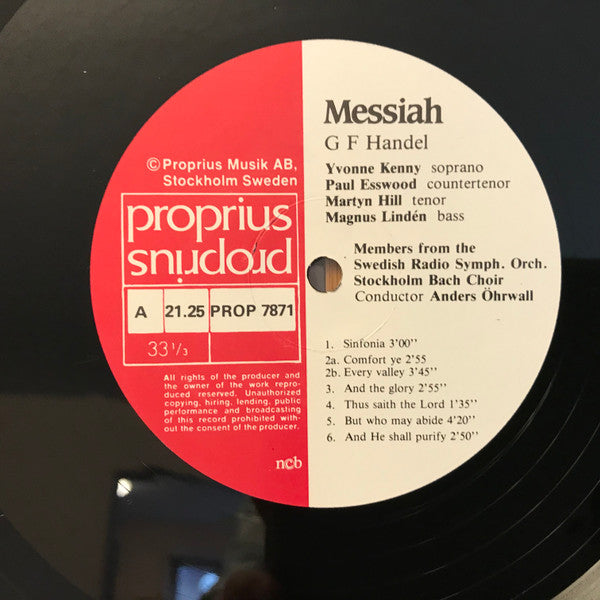 G.F. Händel, Anders Öhrwall, Stockholm Bach Choir, Sveriges Radios Symfoniorkester ~ Messiah - A Live Recording (Vinyl) - Djungel & Jazz