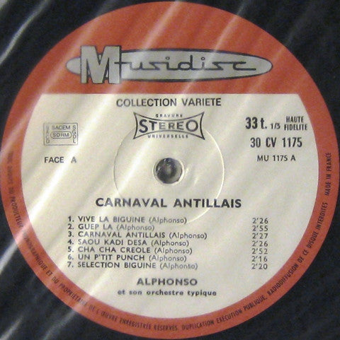 Alphonso Et Son Orchestre ~ Carnaval Antillais (Vinyl) - Djungel & Jazz