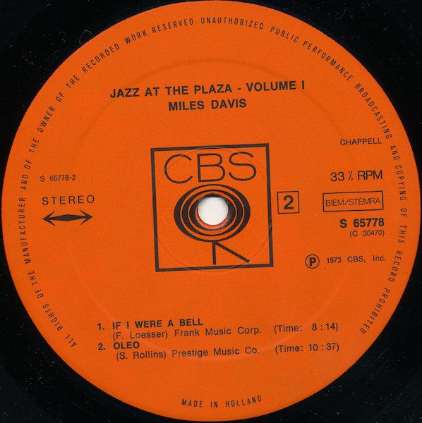 The Miles Davis Sextet ~ Jazz At The Plaza - Volume 1 (Vinyl) - Djungel & Jazz