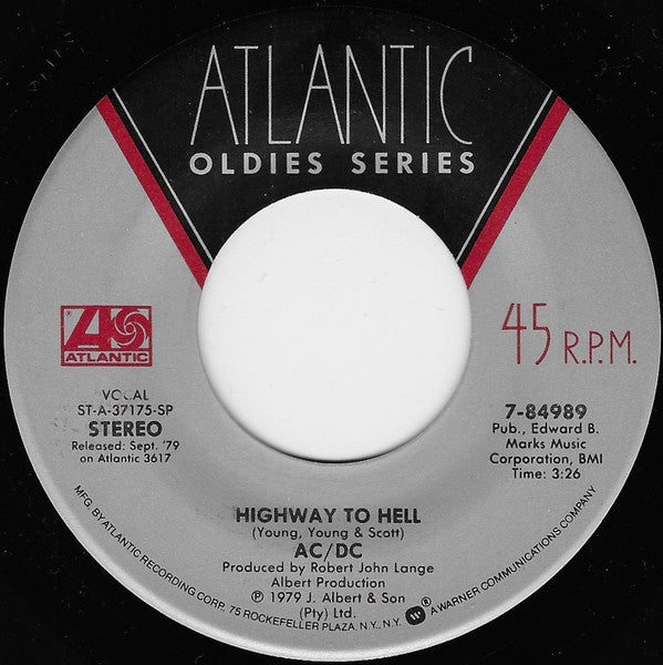 AC/DC : Highway To Hell / Dirty Deeds Done Dirt Cheap (7", Single)